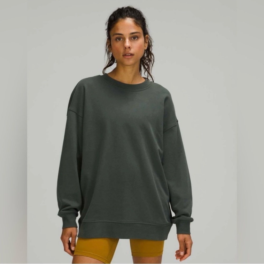 Lululemon Perfectly Oversized Crewneck Terry Sweatshirt Smoked Spruce Women’s 2